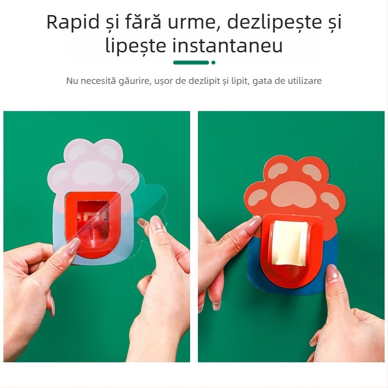 Suport de duș reglabil, fără găuri, cu adeziv pe perete, design desen animat, raft de perete pentru mop
