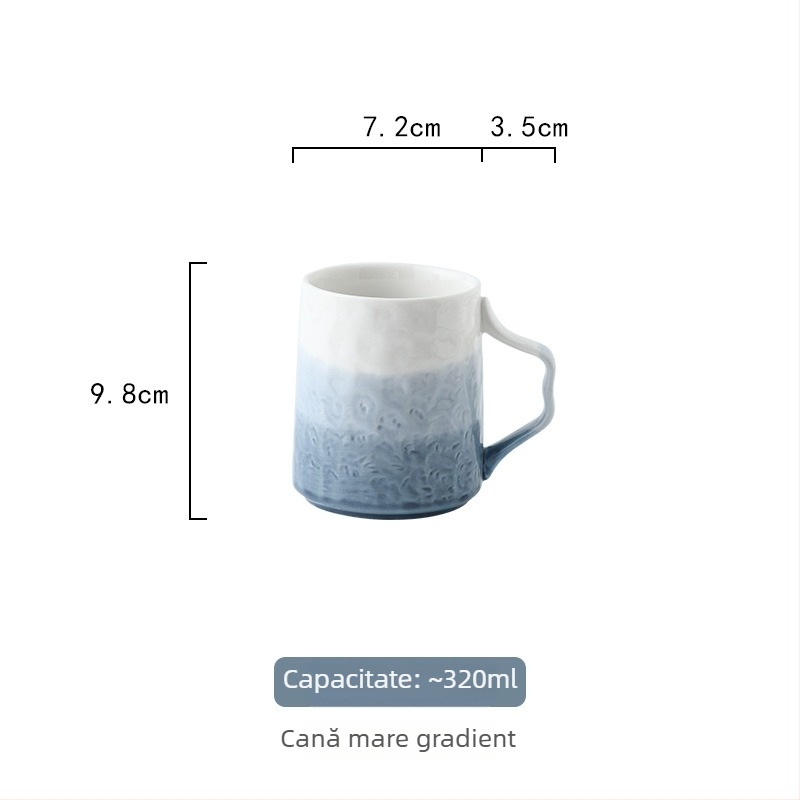 Set ceainic pentru apă caldă pentru uz casnic, cu ceașcă ceramică, gradient albastru-alb