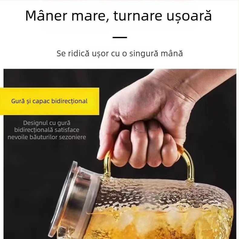 Recipient pentru apă rece, cu corp îngroșat și rezistent la temperaturi ridicate, textură ciocan - set casnic de băuturi cu cană