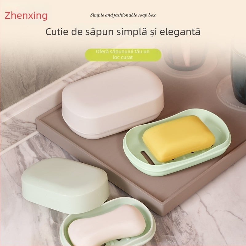 Cutie de săpun cu capac, multicoloră, portabilă pentru călătorii, cutie de drenaj și depozitare pentru cămin