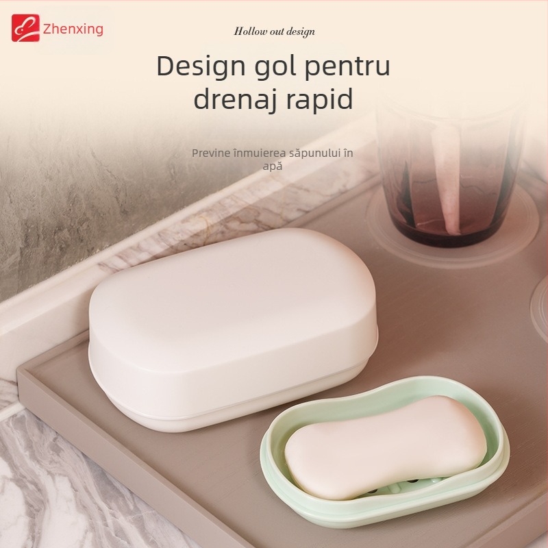 Cutie de săpun cu capac, multicoloră, portabilă pentru călătorii, cutie de drenaj și depozitare pentru cămin