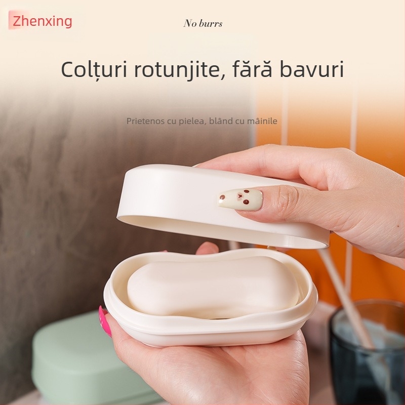 Cutie de săpun cu capac, multicoloră, portabilă pentru călătorii, cutie de drenaj și depozitare pentru cămin