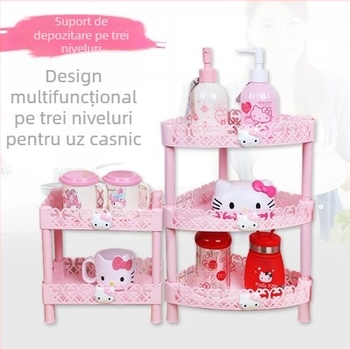 Raft din plastic cu trei niveluri — organizator de bucătărie și baie