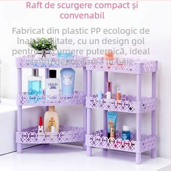 Raft din plastic cu trei niveluri — organizator de bucătărie și baie