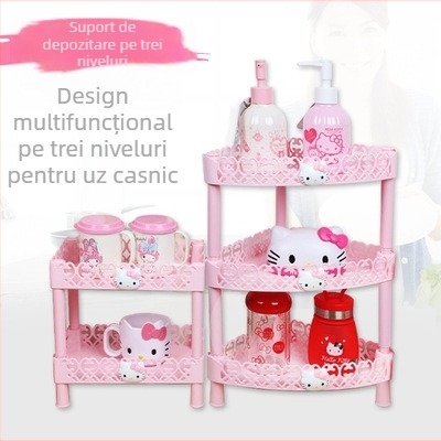 Raft din plastic cu trei niveluri — organizator de bucătărie și baie