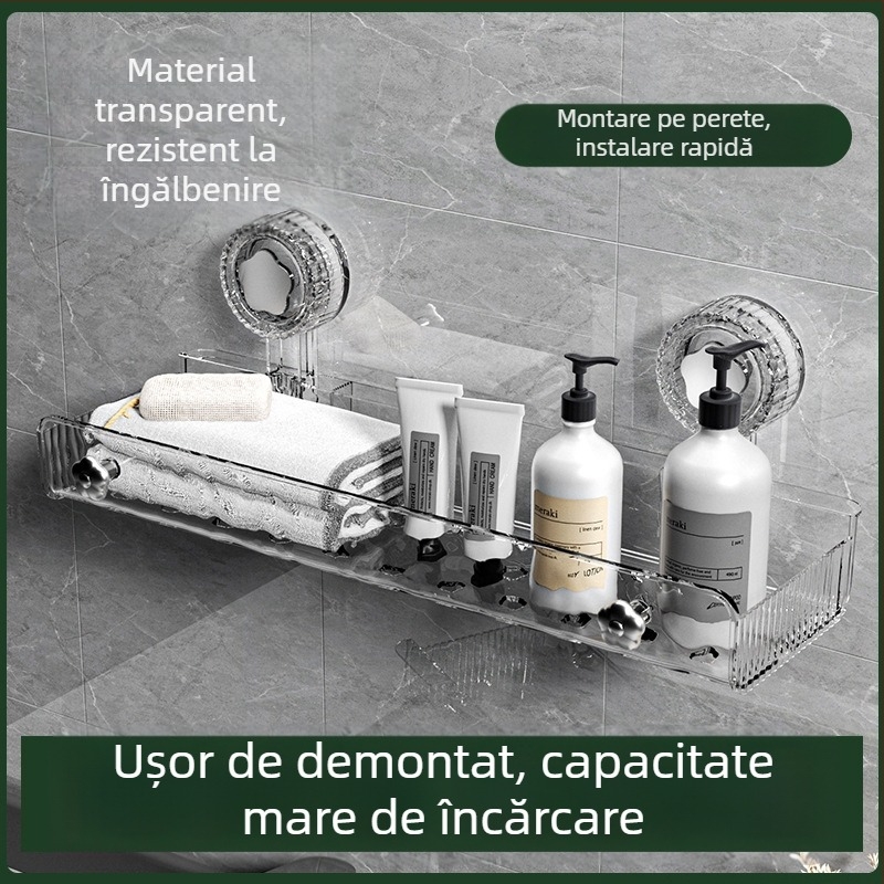 Raft de colț pentru baie, din PET, montaj pe perete, fără găuri, pentru chiuvetă