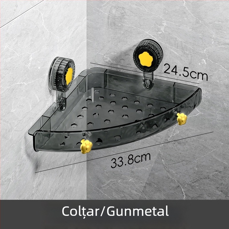 Raft de colț pentru baie, din PET, montaj pe perete, fără găuri, pentru chiuvetă