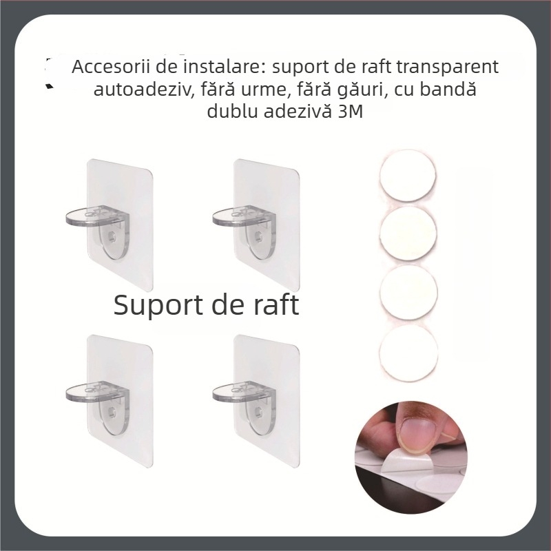 Raft de colț din acrilic, montat pe perete pentru baie, fără găuri