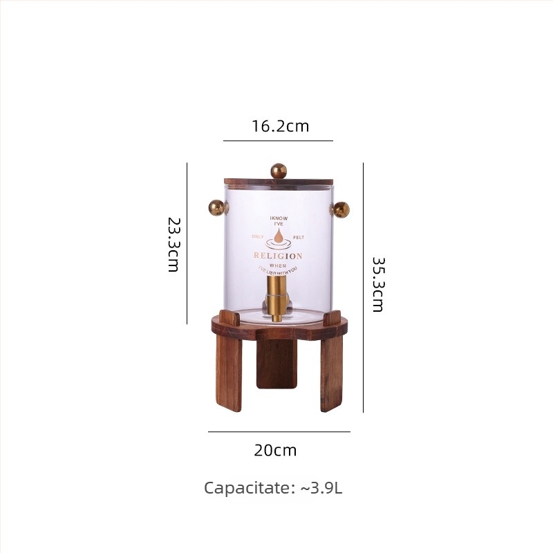 Carafă din sticlă cu robinet pentru băuturi și sucuri, rezistentă la temperaturi înalte și anti-explozie, design ușor luxos pentru casă sau restaurant, ceainic cu flori