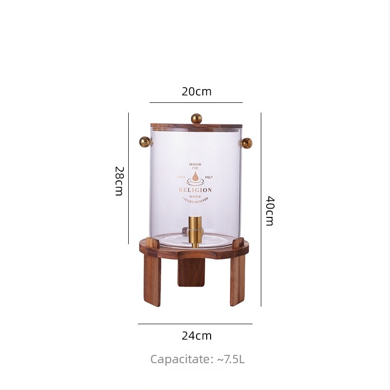 Carafă din sticlă cu robinet pentru băuturi și sucuri, rezistentă la temperaturi înalte și anti-explozie, design ușor luxos pentru casă sau restaurant, ceainic cu flori