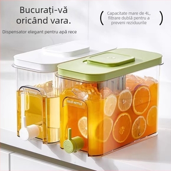 Carafă de apă rece cu robinet, capacitate mare, pentru uz casnic, potrivită pentru ceai de fructe și băuturi, recipient din plastic pentru băuturi răcite