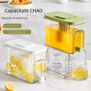 Carafă de apă rece cu robinet, capacitate mare, pentru uz casnic, potrivită pentru ceai de fructe și băuturi, recipient din plastic pentru băuturi răcite