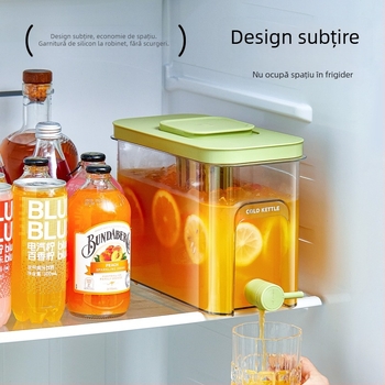 Carafă de apă rece cu robinet, capacitate mare, pentru uz casnic, potrivită pentru ceai de fructe și băuturi, recipient din plastic pentru băuturi răcite