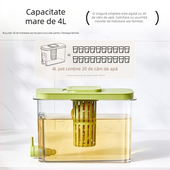 Carafă de apă rece cu robinet, capacitate mare, pentru uz casnic, potrivită pentru ceai de fructe și băuturi, recipient din plastic pentru băuturi răcite