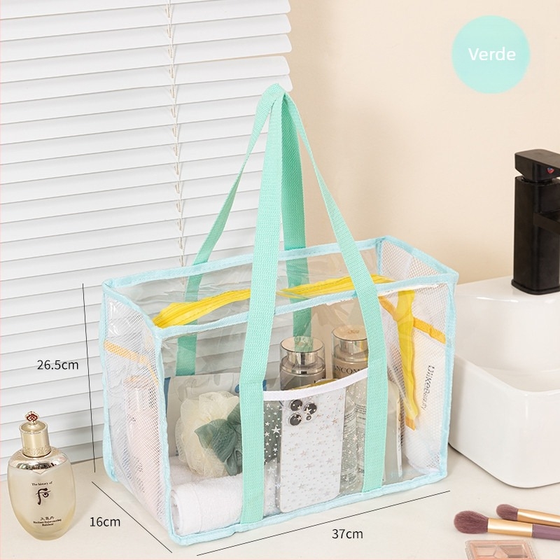 Geantă de plajă cu capacitate mare, organizator transparent din PVC pentru cosmetică și accesorii de înot