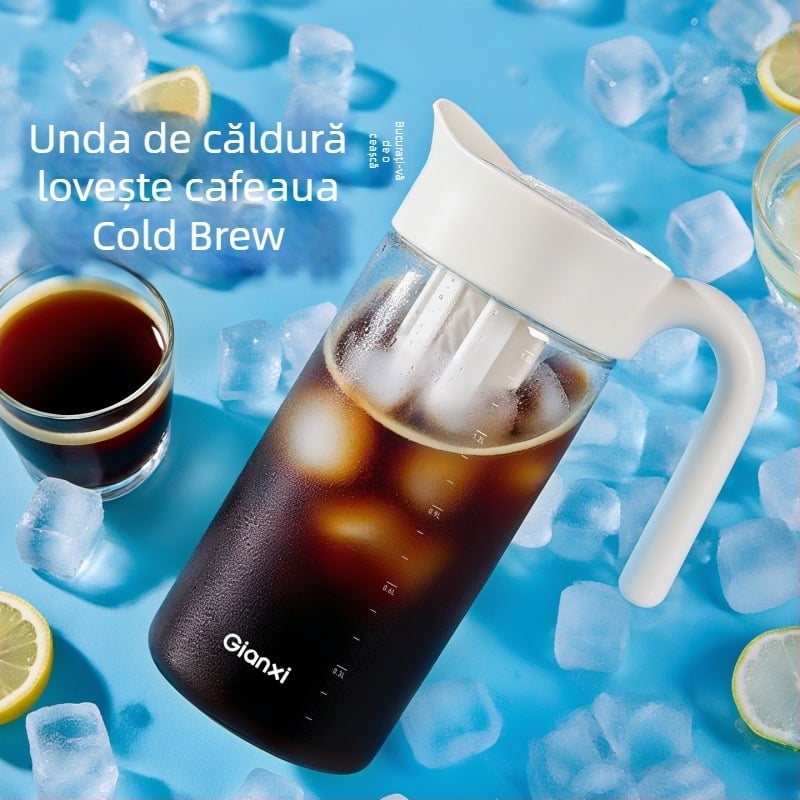 Cana din sticlă pentru cafea Cold Brew, capacitate mare, rezistentă la temperaturi înalte, pentru ceai, sucuri de fructe și apă rece