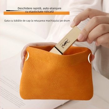 Geantă din PU leather pentru depozitarea cablurilor cu închidere automată, organizator de călătorie multifuncțional pentru cabluri, căști cu cablu, încărcătoare, cosmetică și ruj