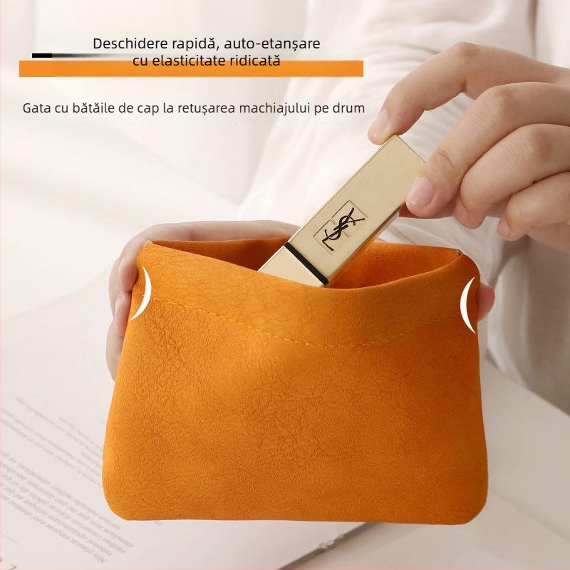 Geantă din PU leather pentru depozitarea cablurilor cu închidere automată, organizator de călătorie multifuncțional pentru cabluri, căști cu cablu, încărcătoare, cosmetică și ruj