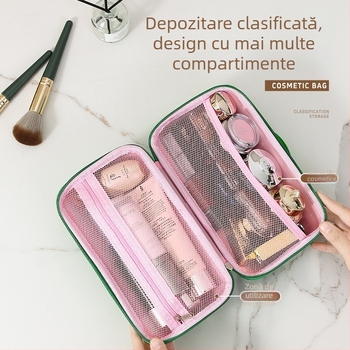 Geantă EVA pentru machiaj, capacitate mare, organizator portabil pentru produse cosmetice și toalete, impermeabilă pentru călătorii
