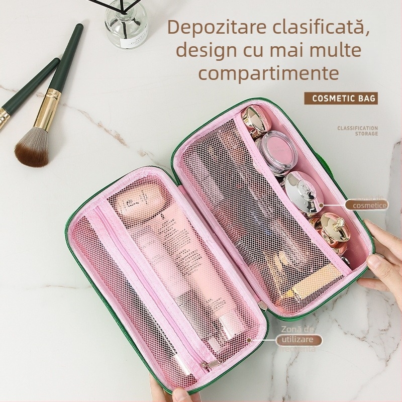 Geantă EVA pentru machiaj, capacitate mare, organizator portabil pentru produse cosmetice și toalete, impermeabilă pentru călătorii
