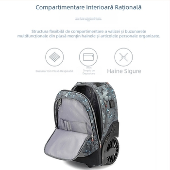 Rucsac cu rotile pentru călătorii și școală, unisex, 20–35 L, material Oxford, mâner telescopic
