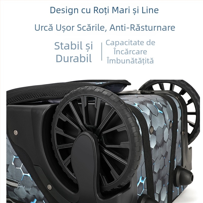 Rucsac cu rotile pentru călătorii și școală, unisex, 20–35 L, material Oxford, mâner telescopic