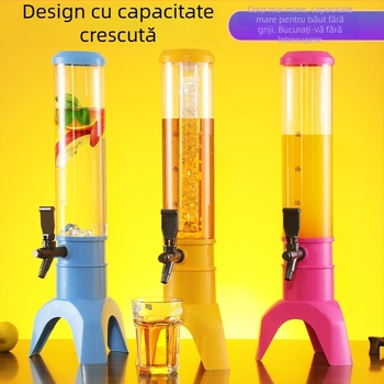 Turn de bere 3L cu robinet, din plastic, design creativ în stil butoi, rezistent la căderi