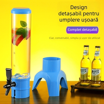 Turn de bere 3L cu robinet, din plastic, design creativ în stil butoi, rezistent la căderi