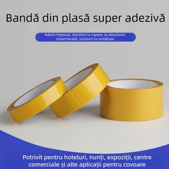 Bandă Yingchen din material textil pentru covoare și podele, dublu-adezivă, transparentă, rezistentă la apă și la temperaturi înalte, 10 m lungime, 1 mm grosime, lățime 2–5 cm