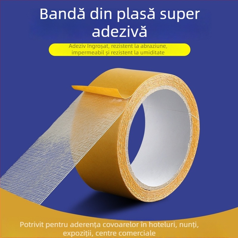 Bandă Yingchen din material textil pentru covoare și podele, dublu-adezivă, transparentă, rezistentă la apă și la temperaturi înalte, 10 m lungime, 1 mm grosime, lățime 2–5 cm