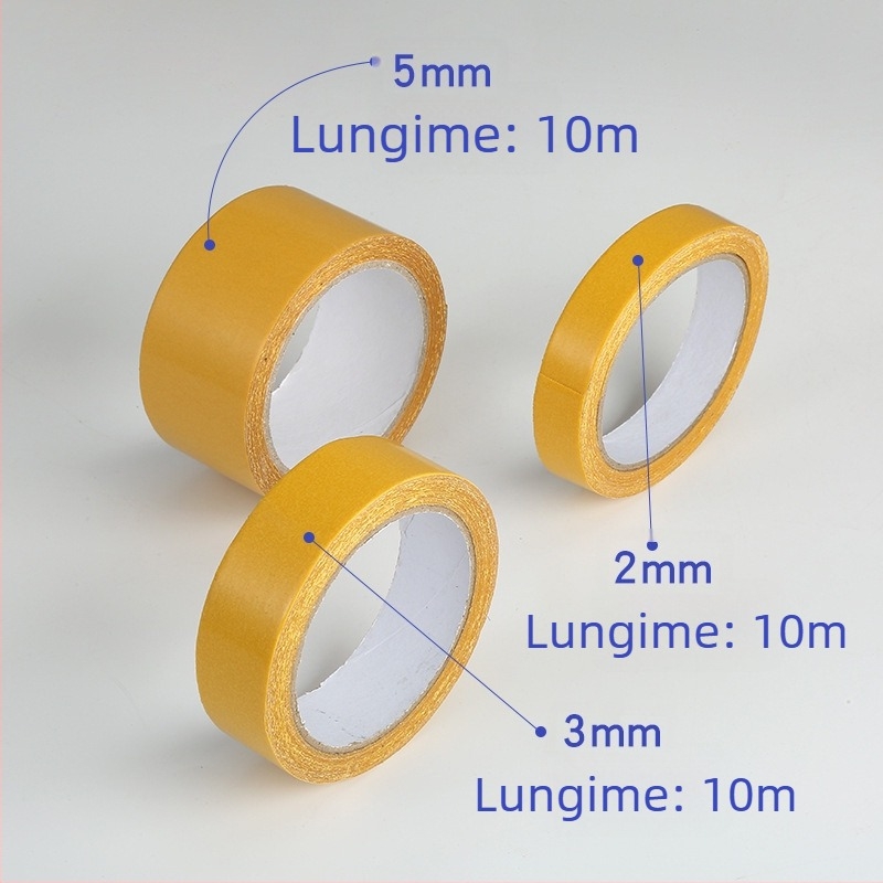 Bandă Yingchen din material textil pentru covoare și podele, dublu-adezivă, transparentă, rezistentă la apă și la temperaturi înalte, 10 m lungime, 1 mm grosime, lățime 2–5 cm