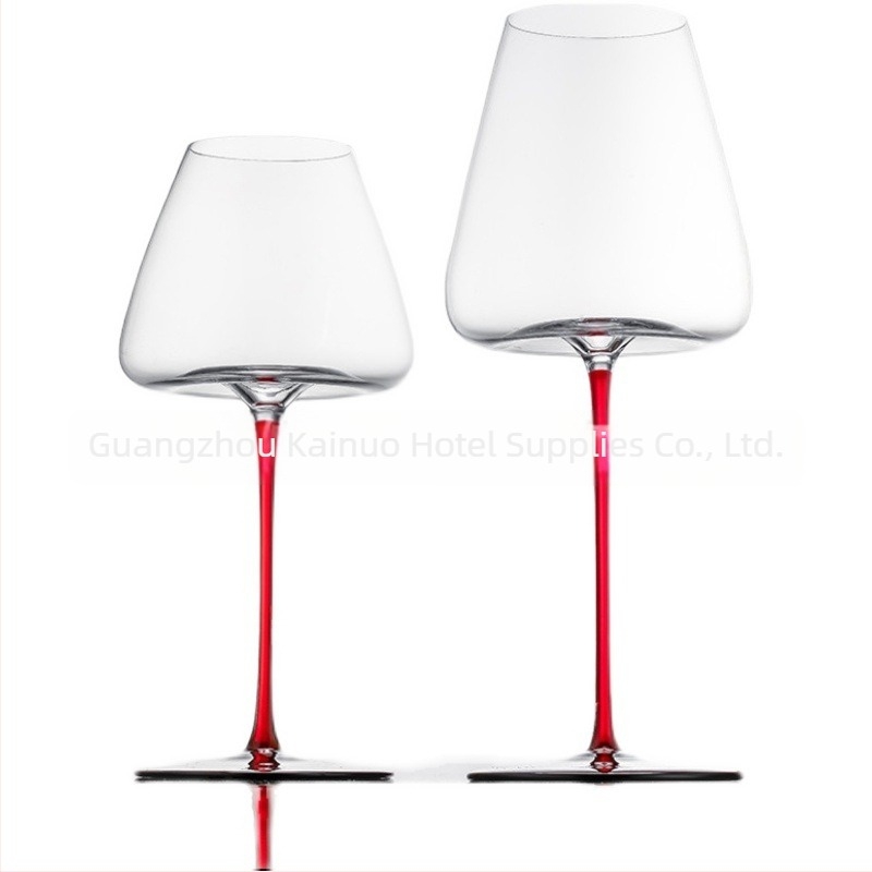 KUJH Set pahare de vin roșu din cristal, pahare burgunde mari cu picioare negre – lux premium pentru casă