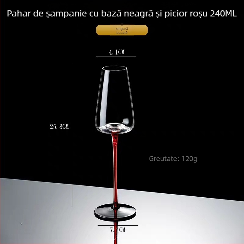KUJH Set pahare de vin roșu din cristal, pahare burgunde mari cu picioare negre – lux premium pentru casă