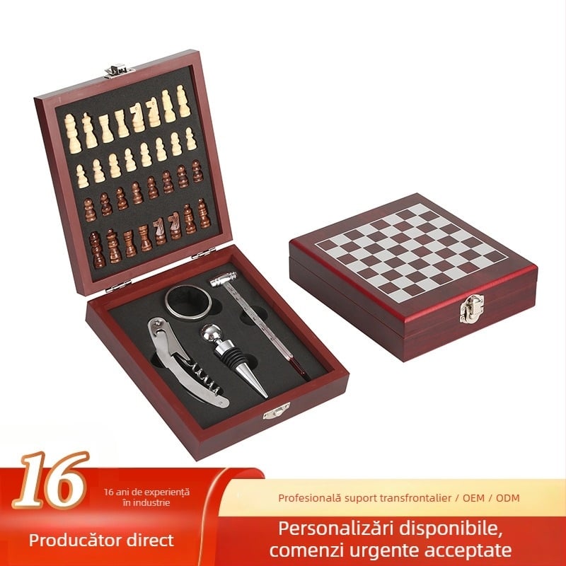 Seahorse Knife — set deschizător vin în cutie cadou şah
