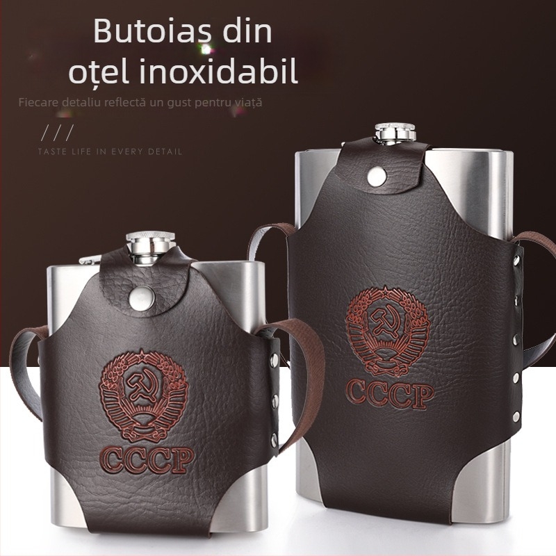 Set din oțel inoxidabil plat, recipient portabil pentru băuturi cu pahare, pentru exterior
