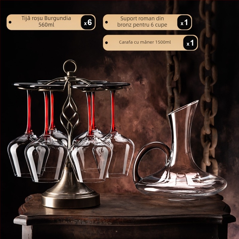 Set european de pahare pentru vin roșu, cu decantor din cristal și pahare burgunde pentru uz casnic