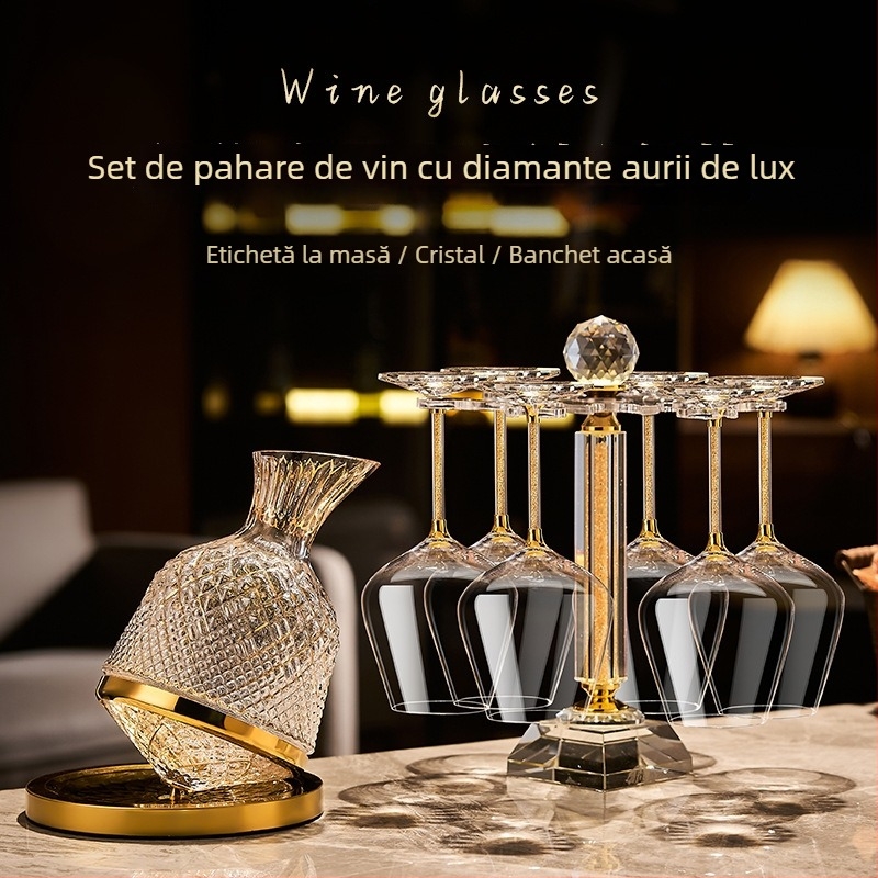 Set european de pahare pentru vin roșu, cu decantor din cristal și pahare burgunde pentru uz casnic