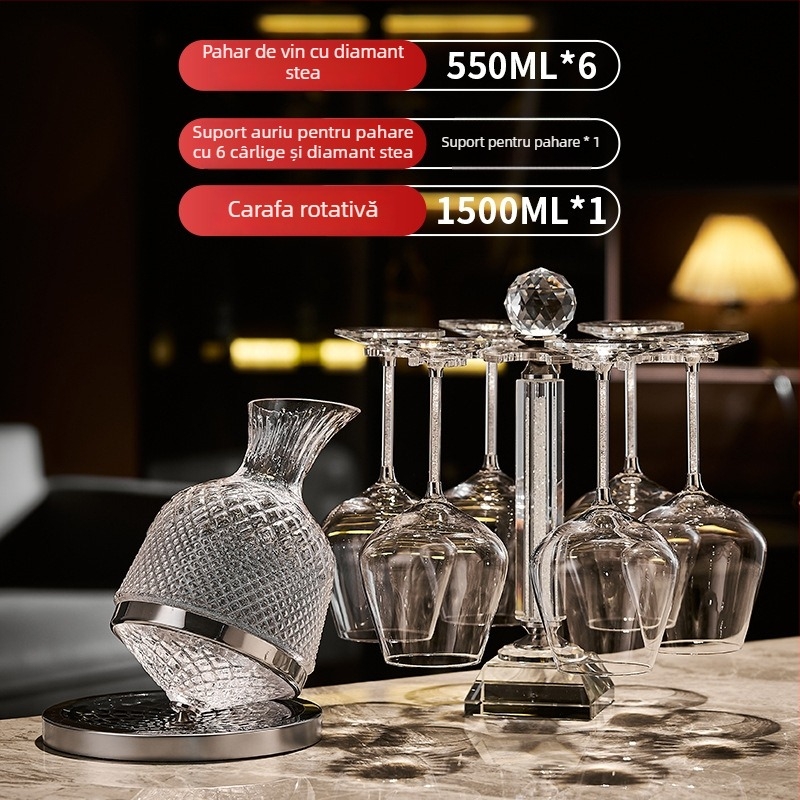 Set european de pahare pentru vin roșu, cu decantor din cristal și pahare burgunde pentru uz casnic