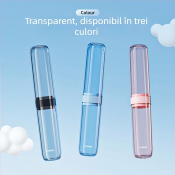 Set portabil pentru periuța electrică, cu cutie de depozitare, pahar pentru apă de gură și pahar de clătire