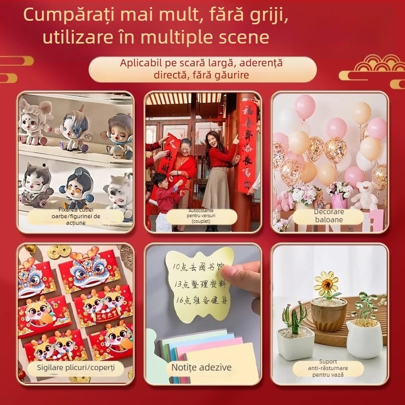 Bandă dublu-adezivă, transparentă, acrilică, cu aderență înaltă pentru montaj pe perete, etichete cu puncte nano pentru decor (modele JL705 JL704 JL703 JL702)
