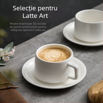 Set ceramic cafea cești și farfurioare, design minimalist monocrom, senzație de lux ușor, pentru mic dejun și ceai de după-amiază
