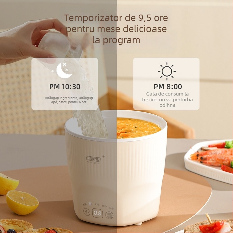Gătitor electric multifuncțional pentru studenți, vas compact antiaderent, pentru hrana de bebeluși și tăiței instant.