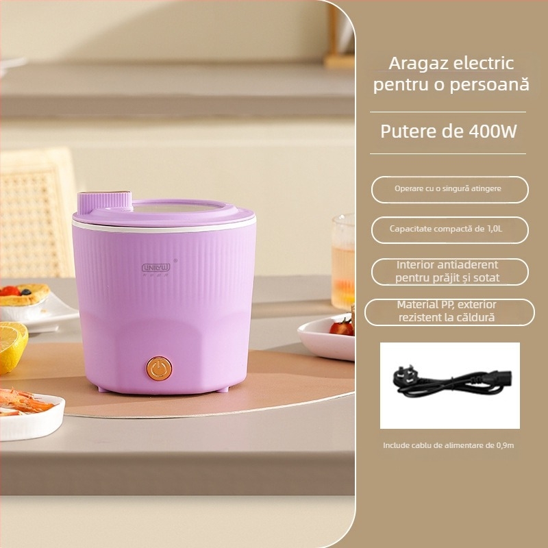 Gătitor electric multifuncțional pentru studenți, vas compact antiaderent, pentru hrana de bebeluși și tăiței instant.