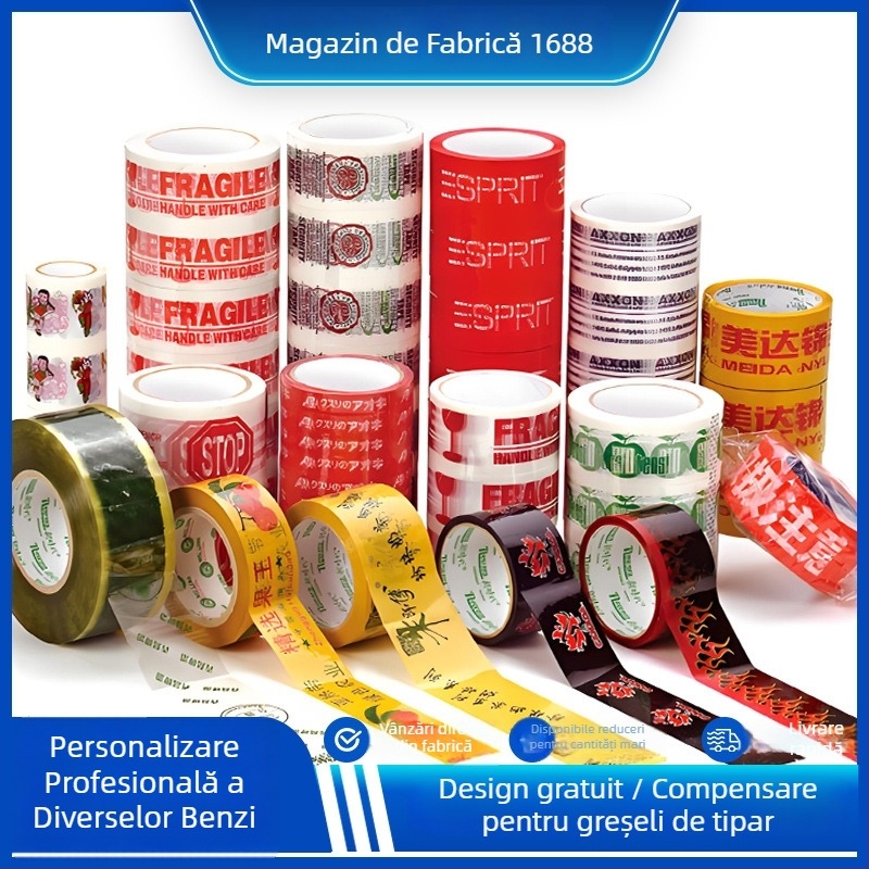Bandă de ambalaj personalizată cu imprimare de logo și cod QR, bandă de sigilare multicoloră