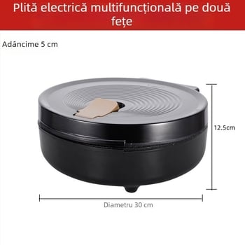 Tigaie electrică multifuncțională pentru uz casnic, adâncime 7,5 cm, încălzire cu două fețe, antiaderentă, Maifan piatră, putere mare