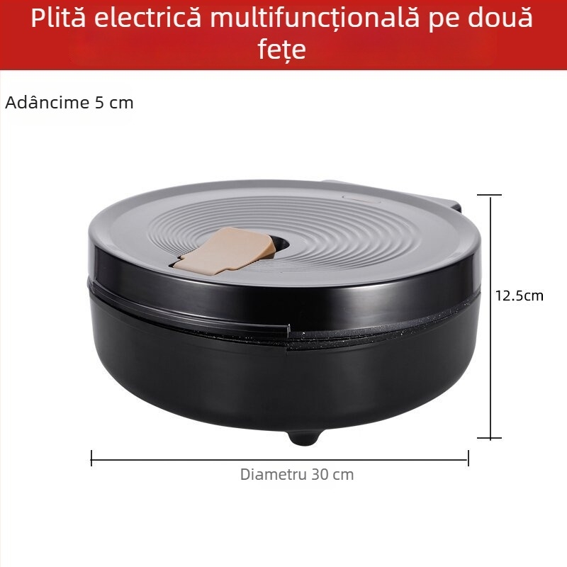 Tigaie electrică multifuncțională pentru uz casnic, adâncime 7,5 cm, încălzire cu două fețe, antiaderentă, Maifan piatră, putere mare