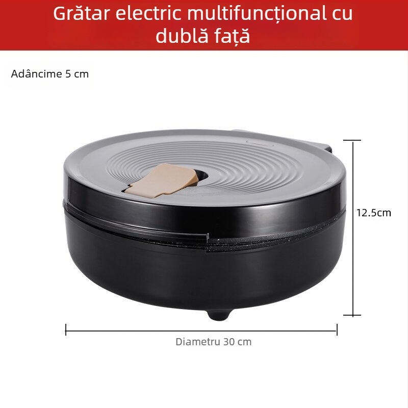 Tigaie electrică multifuncțională pentru uz casnic, adâncime 7,5 cm, încălzire cu două fețe, antiaderentă, Maifan piatră, putere mare