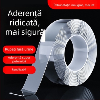Bandă Nano – bandă dublu adezivă din acril, transparentă, rezistentă la apă, la temperaturi înalte, lavabilă și reutilizabilă