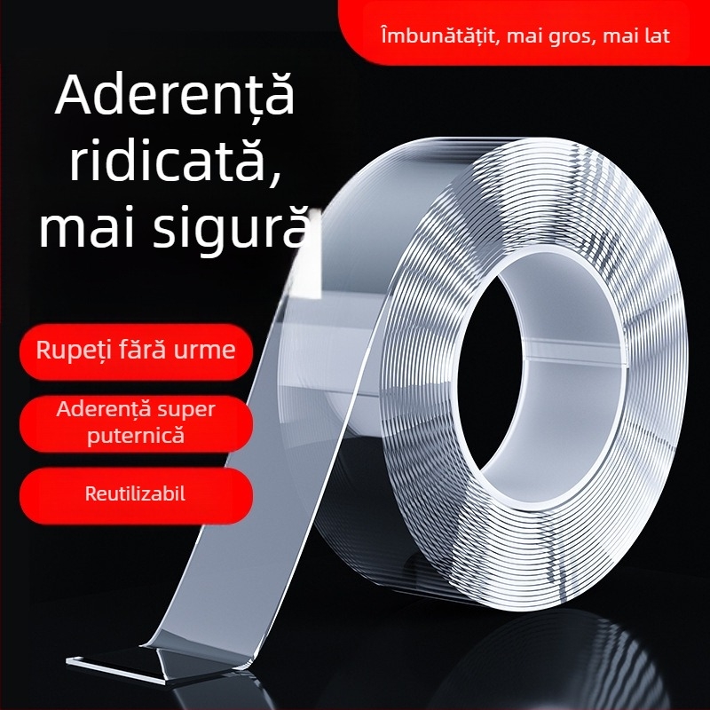 Bandă Nano – bandă dublu adezivă din acril, transparentă, rezistentă la apă, la temperaturi înalte, lavabilă și reutilizabilă