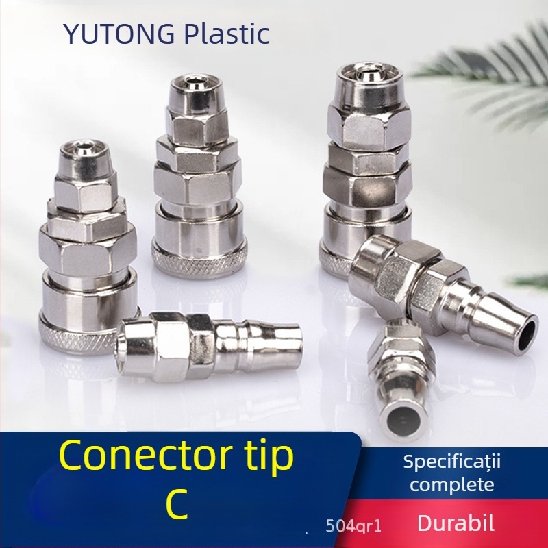 Conectori rapizi de tip C pentru unelte pneumatice — cuplu masculin și feminin, 8 mm, mecanism de blocare, pentru pistol cu aer și compresor